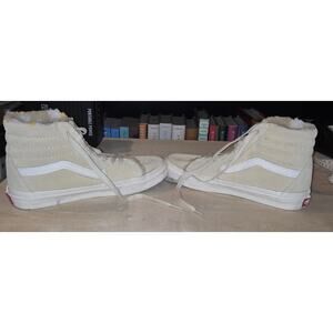 Vans Old Skool SK8 Hi top women sz 7 beige suede fuzzy sneaker